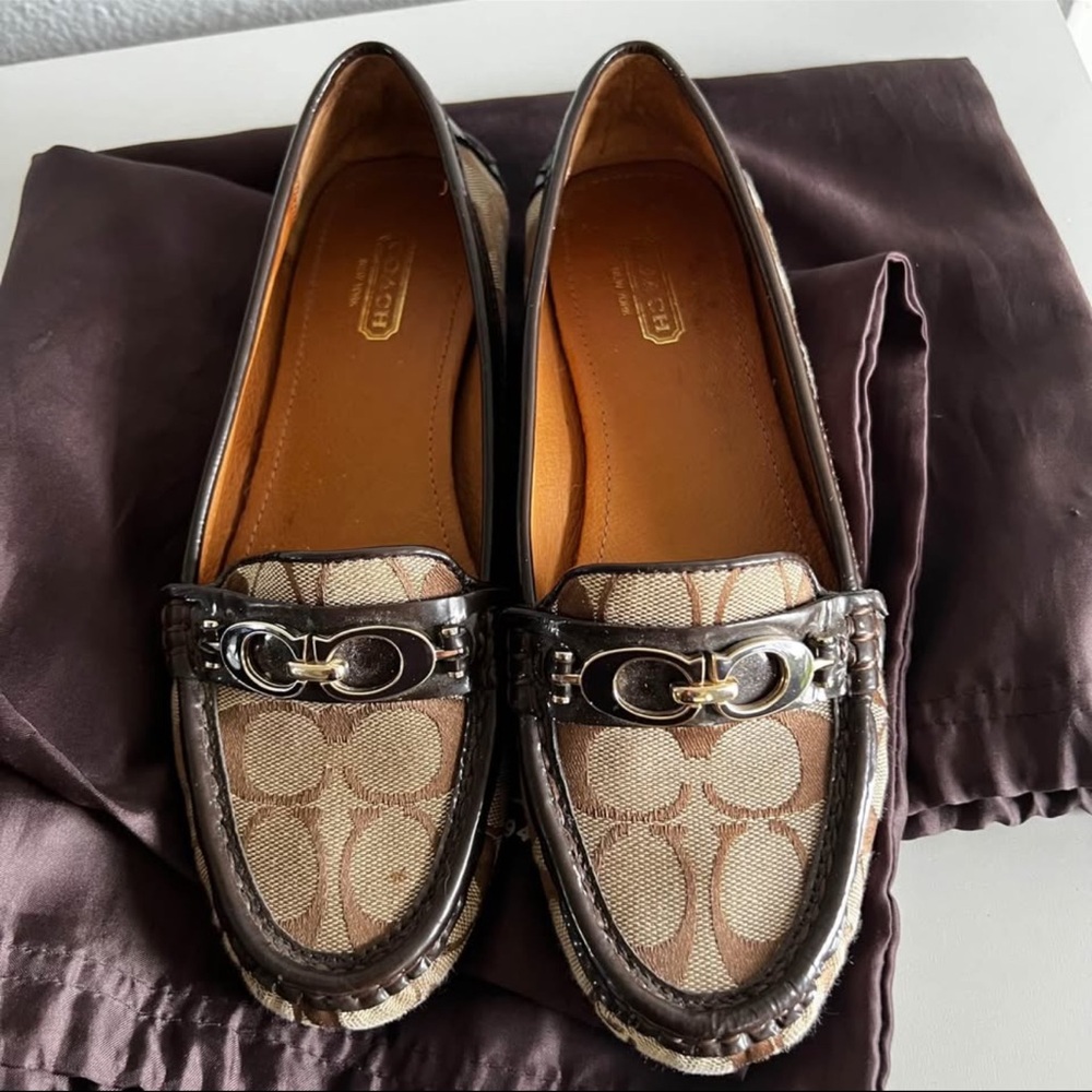 Coach Signature Pattern Loafers with Brown Accents size 7